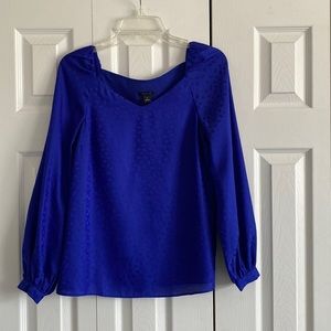 Ann Taylor blue jacquard blouse size XS